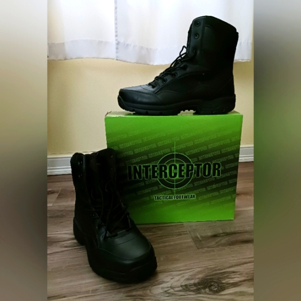 Interceptor Men's Frontier Tactical Work Boots, safety toe size 13 color black.